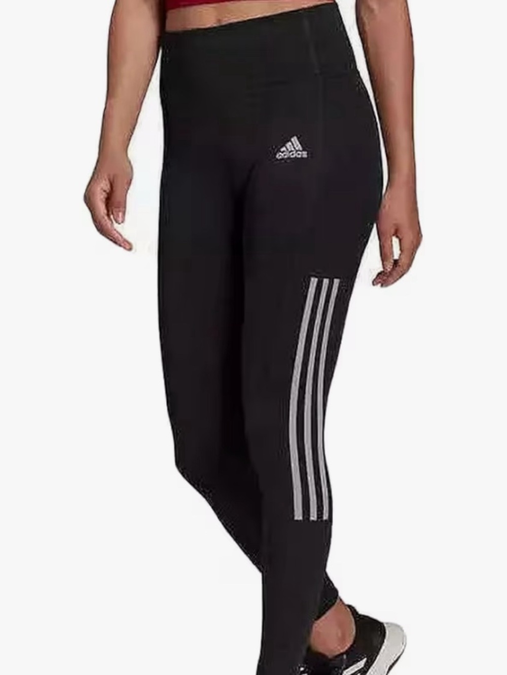 adidas Black Leggings with Silver 3-Stripe Side Detail